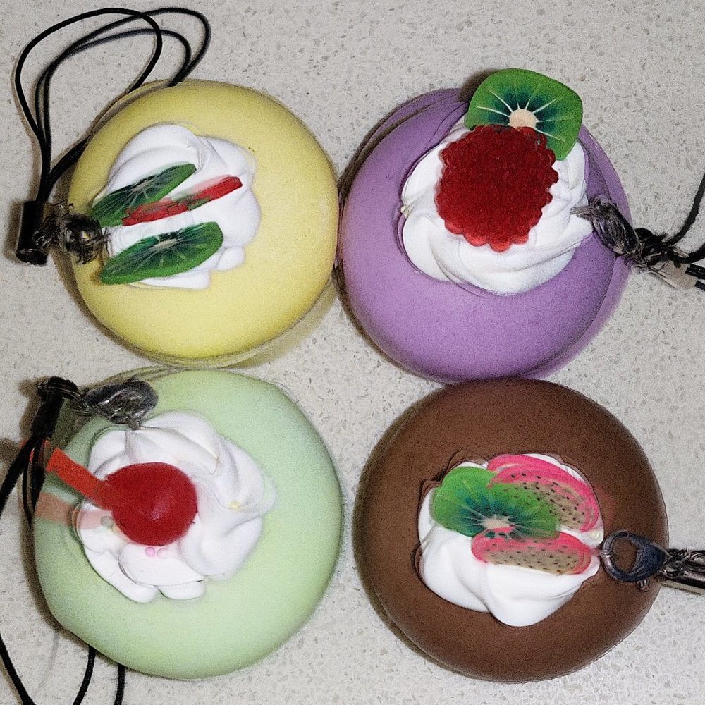 Mini fruit dessert cupcake ultra soft squishy toy cell phone strap